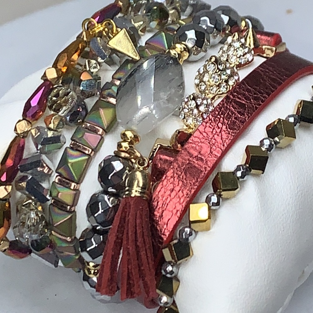 Erimish Fire Stack 5 Stretch Bracelets, 2 Charms,… - image 4